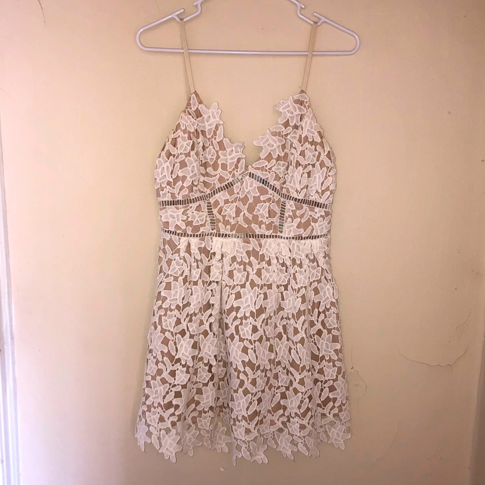 Tobi White Lace Skater Dress